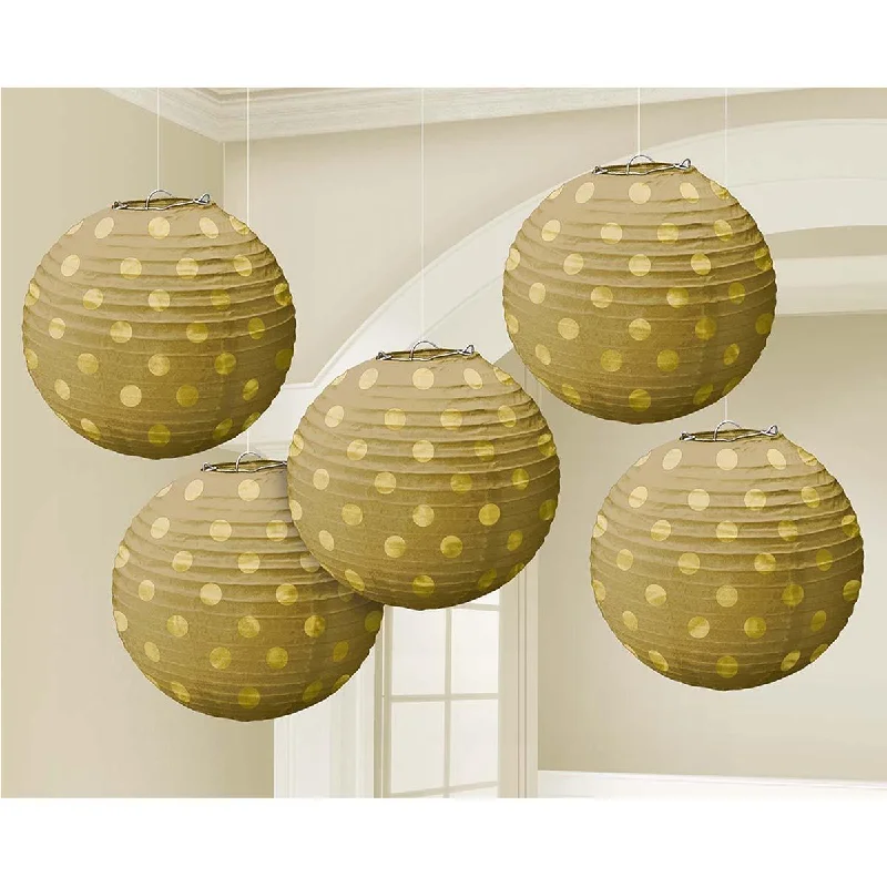 Beaded DressMini Paper Lanterns 5 In. - Gold 5/pkg.