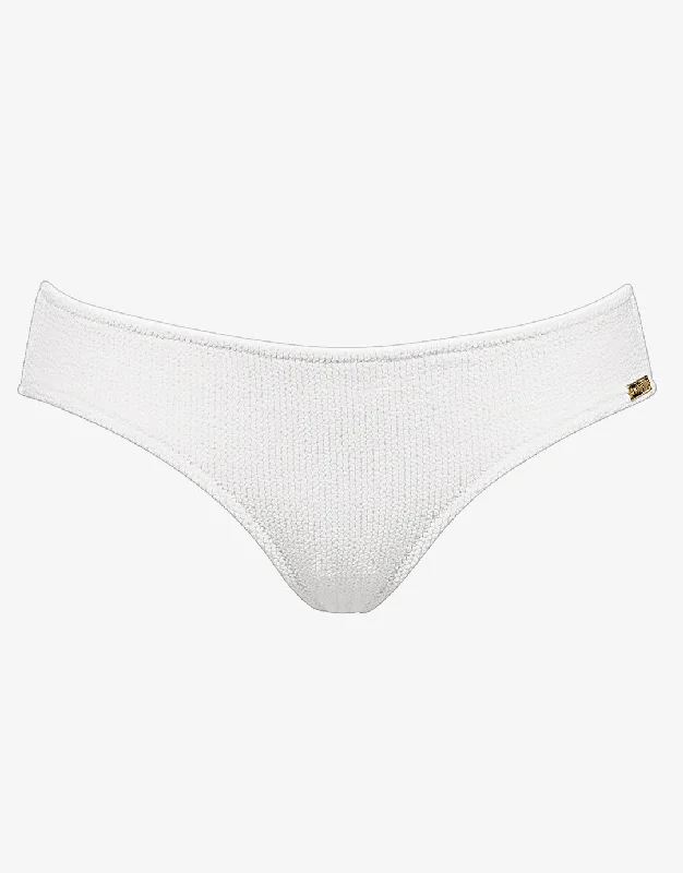 Elegant Female SwimwearRetro Purity Zip Back Bikini Bottom - White