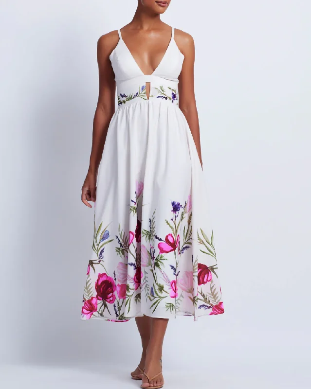 High-Low DressViera V-Neck Midi Dress - White