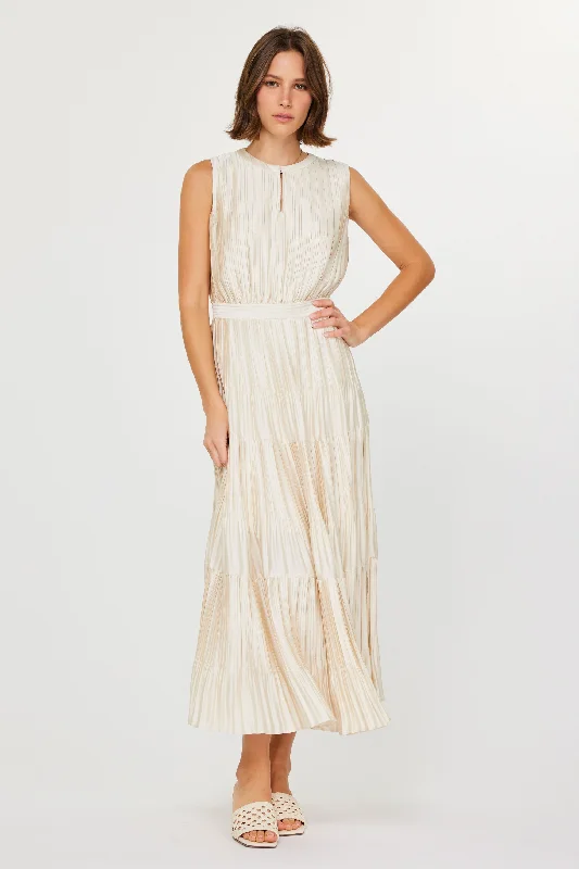 Zip-Up DressPleated Sleeveless Maxi Dress