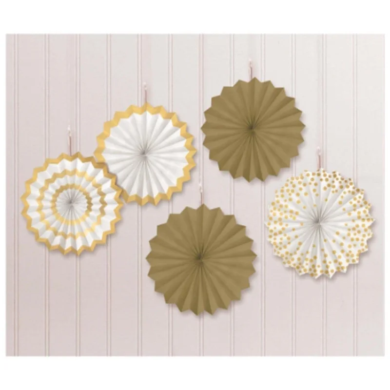 Satin DressMini Fan Decoration 5 Per Package - Gold