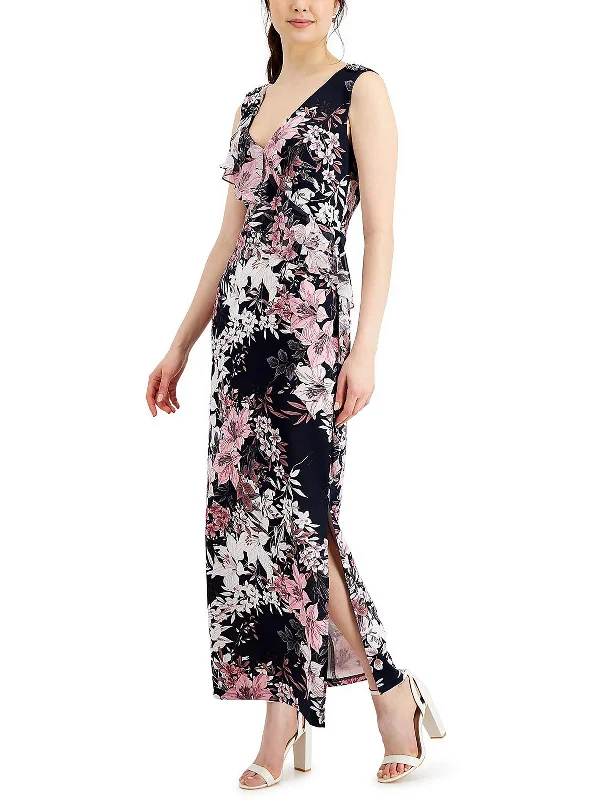 women's glam dressesWomens Knit Printed Maxi Dress