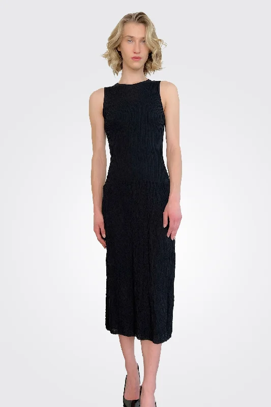 Velveteen DressKnit Midi Dress - Black