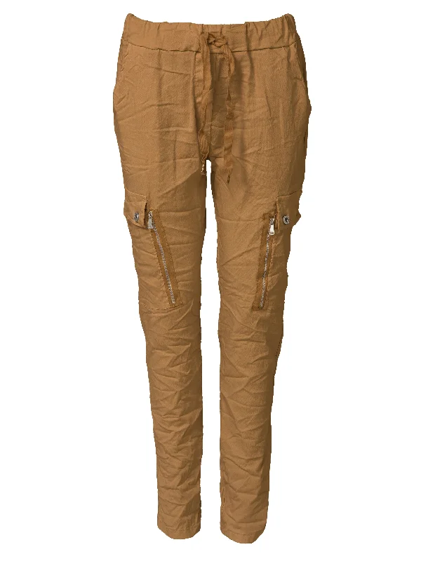 women's silk pantsCARMEN cargo trousers - Sand