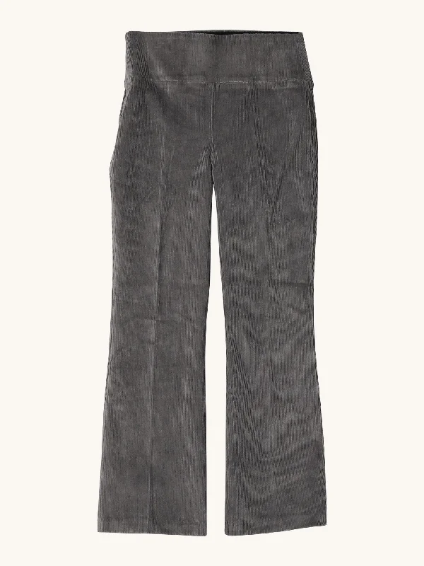 women's checkered pantsCrop Flare Corduroy in Grey