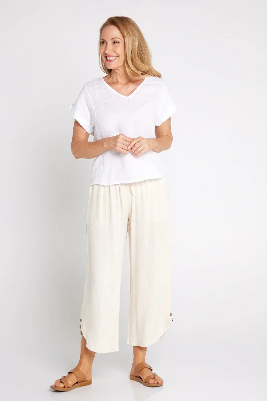 women's cargo pantsFelicity Linen Pants - Beige