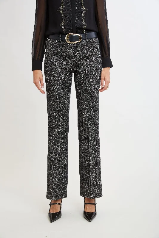 women's leather pantsFit & Flare Metallic Tweed Pant