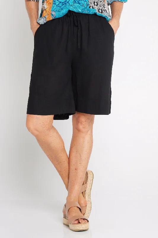 women's high-slung pantsMarissa Cotton & Linen Shorts - Black