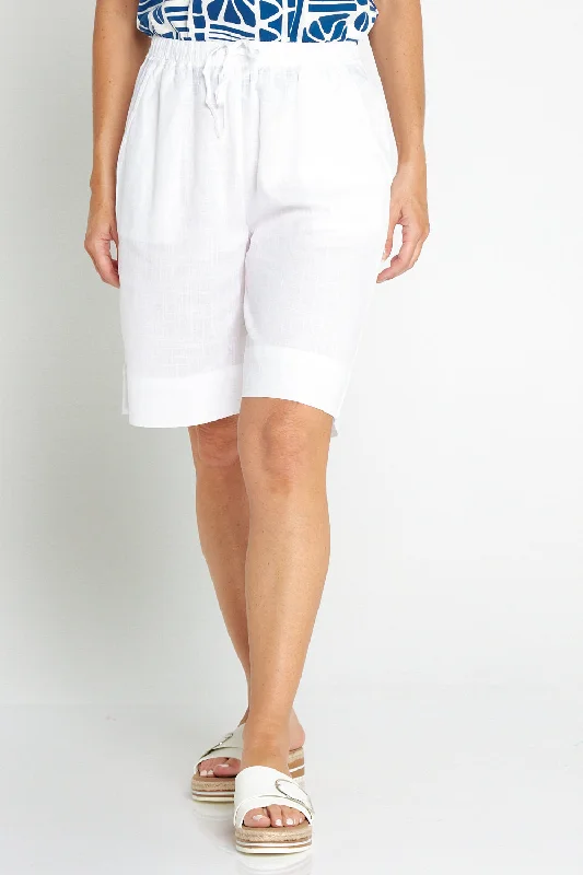 women's bridal pantsMarissa Cotton & Linen Shorts - White