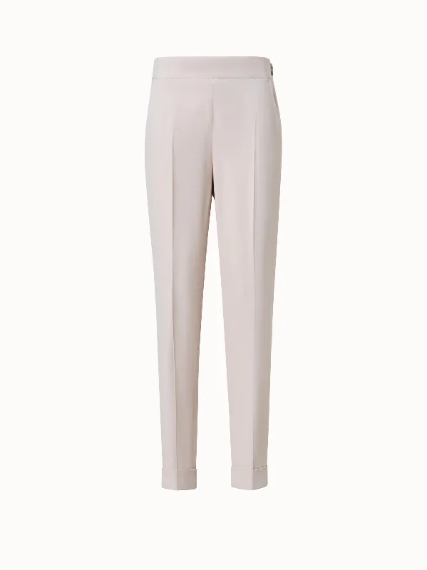 women's straight-leg pantsTapered Crêpe Pants with Elastic Back