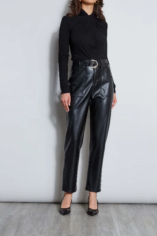 women's yoga pantsVegan Leather Belted Pant