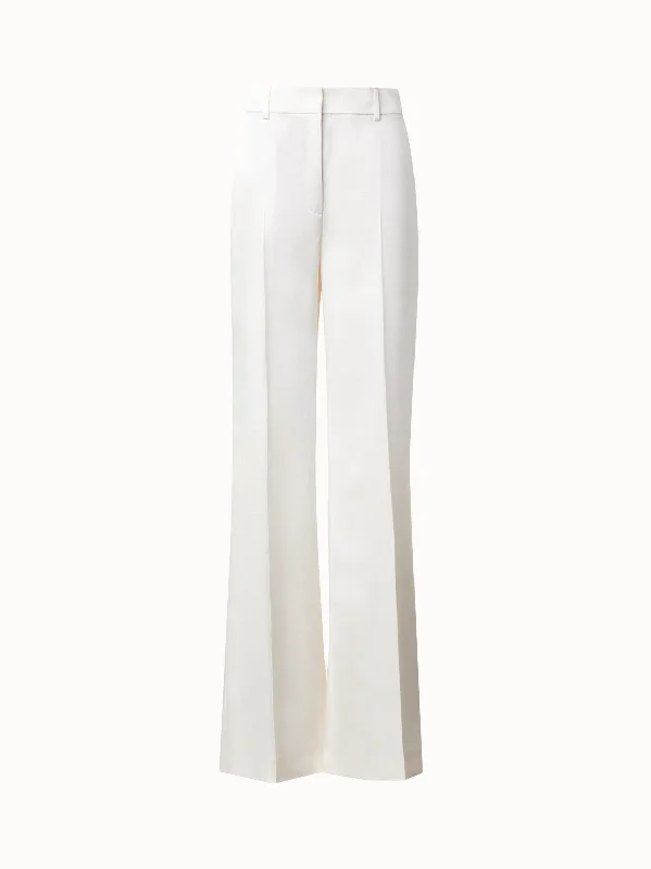 women's active pantsWide Straight Leg Pants in Wool Satin