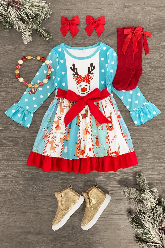 Nursing DressBlue Heart Rudolph Dress