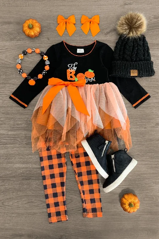 Shift Dress"FaBoolous!" Orange Gingham Tutu Legging Set