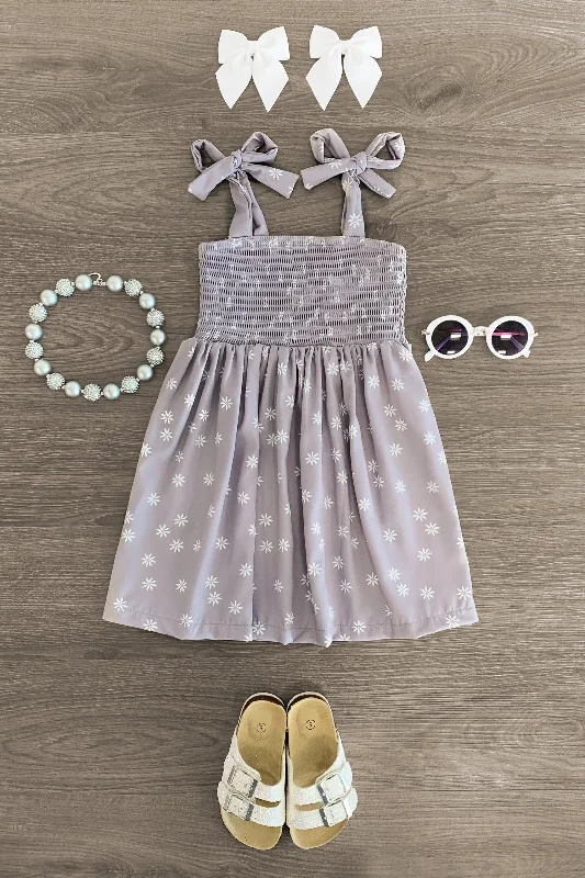 Velvet DressGray Daisy Tie Shoulder Dress