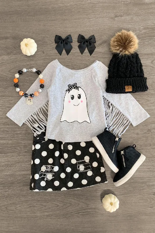 Ball Gown DressGray Polka Dot Ghost Denim Skirt Set