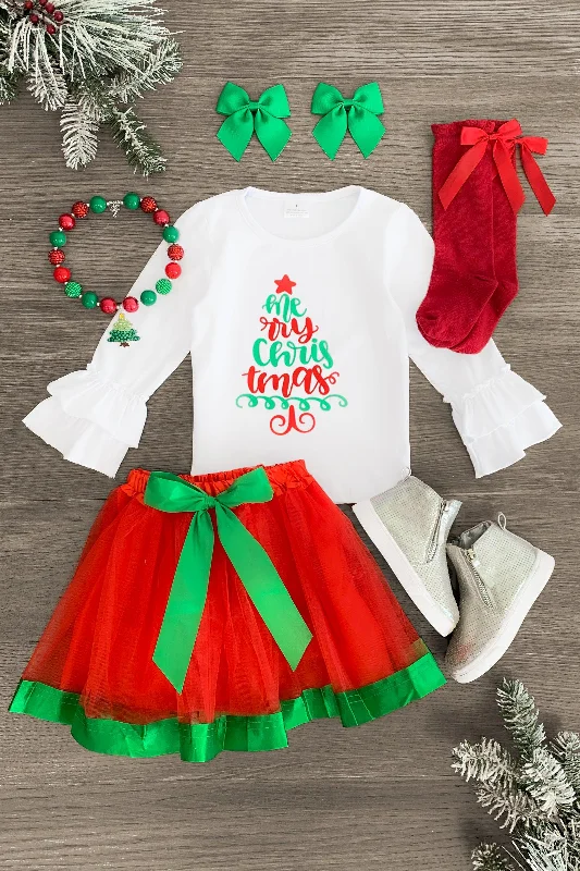 Wrap Dress"Merry Christmas" Tutu Skirt Set