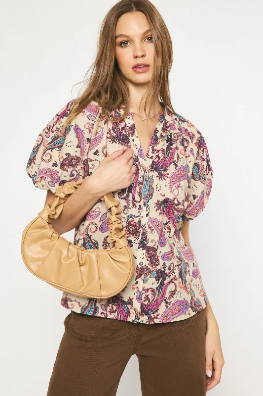 Velvet DressPaisley Perfection Taupe Multicolor Top