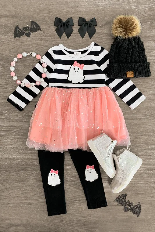 Peplum DressPink Striped Ghost Tutu Legging Set