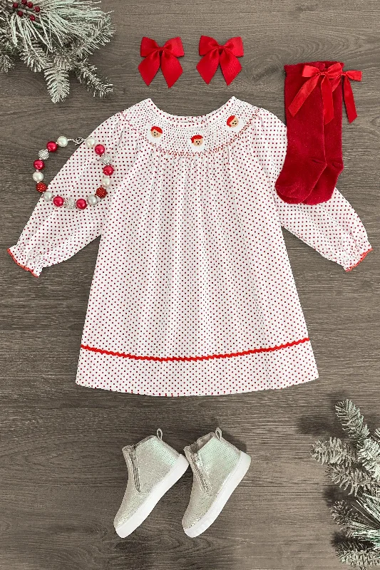 women's empire waist dressesPolka Dot Embroidered Santa Dress