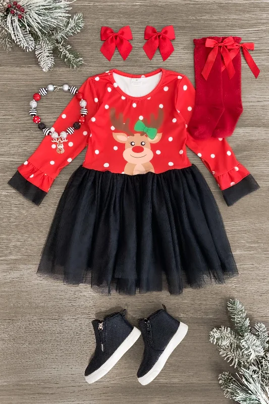 Glitter DressPolka Dot Reindeer Tutu Dress & Onesie