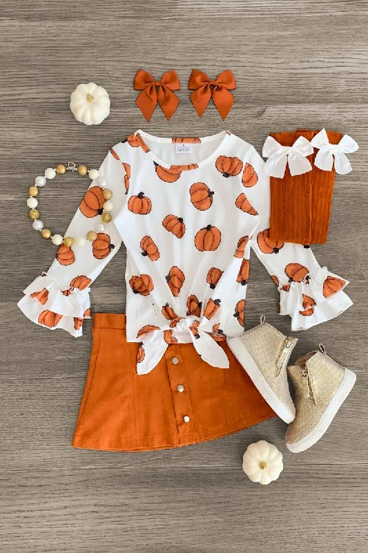 A-Line DressPumpkin Suede Skirt Set