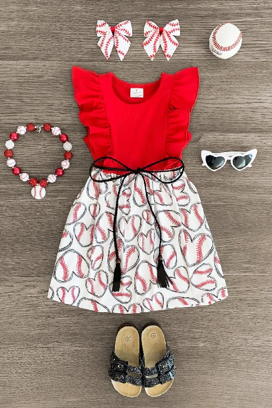 women's everyday dressesRed & White Baseball Heart Dress