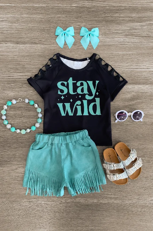 Velvet Dress"Stay Wild" Mint Suede Short Set