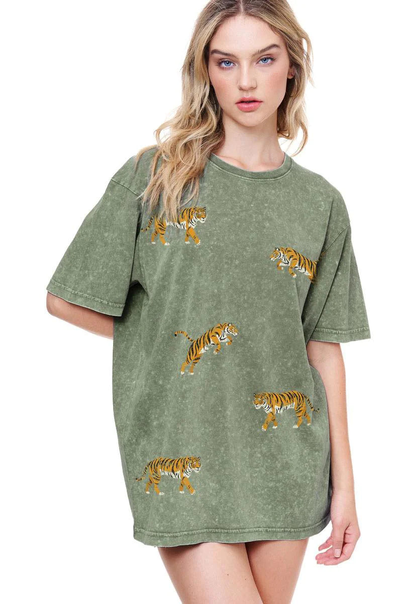 Evening DressRoar Tiger Print Green Tee