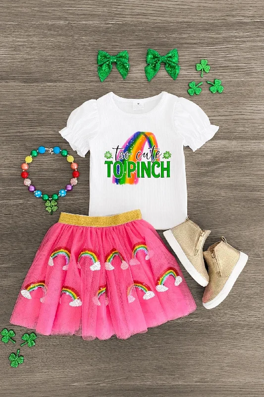 Organza Dress"Too Cute to Pinch" Rainbow Tutu Skirt Set