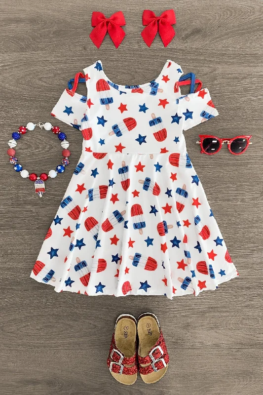 High-Neck DressRed White & Blue Popsicle Dress