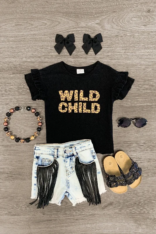 Cold-Shoulder Dress"Wild Child" Fringe Denim Short Set