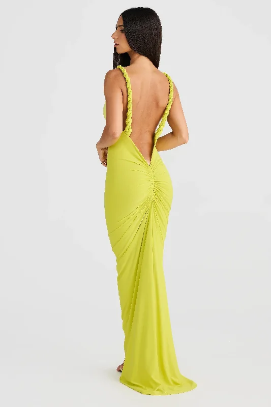 Button-Down DressYelena Gown - Chartreuse