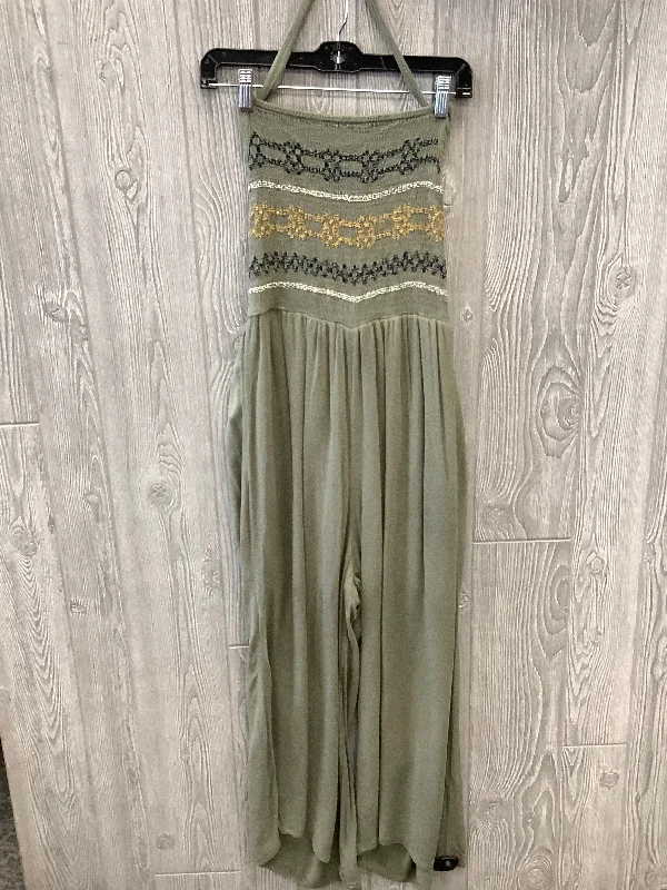 women's jumpsuits for bohemian chicGreen Jumpsuit Hem & Thread, Size L