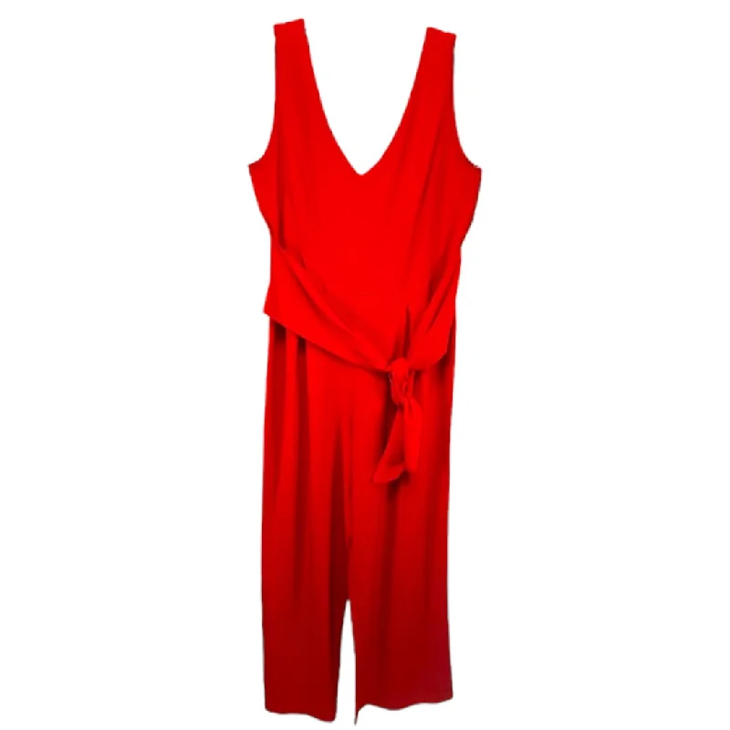 women's jumpsuits for breathable wearWide Leg Belted Jumpsuit in Poppy Laundry, Size 8