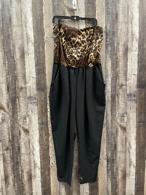 women's jumpsuits with buttonsAnimal Print Jumpsuit Spin, Size 2x