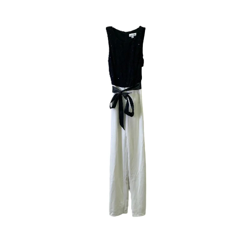 women's jumpsuits with round necksBlack & White Jumpsuit By Tahari By Arthur Levine, Size: S