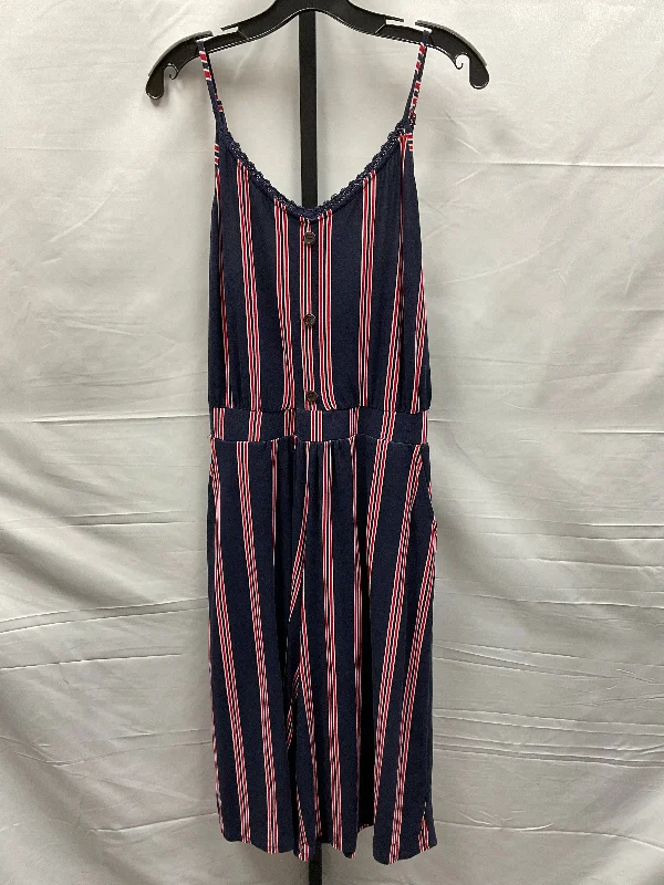 women's jumpsuits with off-the-shoulder necksBlue & Red & White Jumpsuit Bobbie Brooks, Size Xl