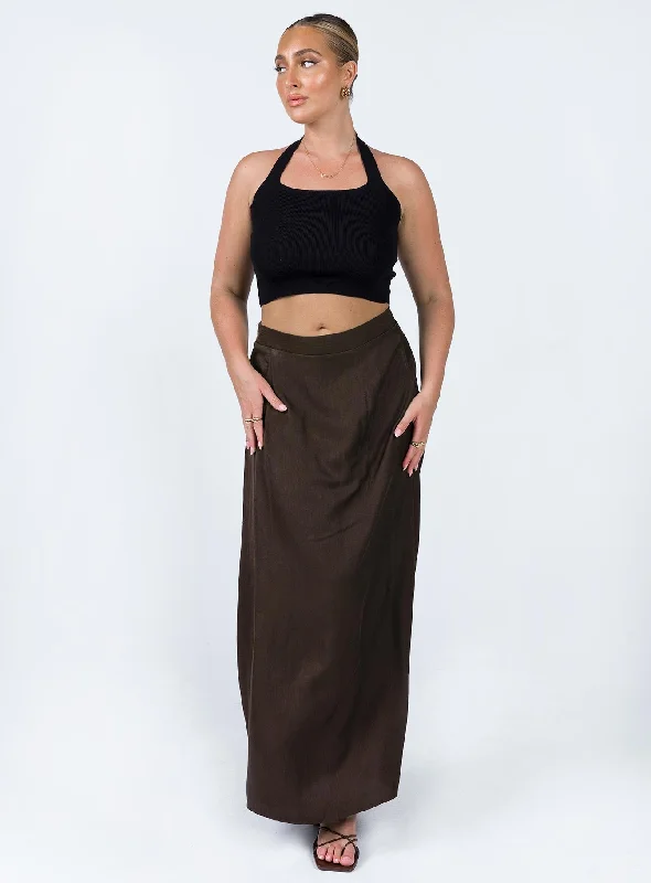 women's button-down skirtsBaldwin Maxi Skirt Brown