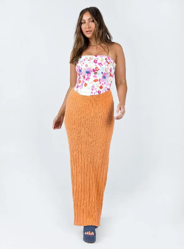 women's cocktail skirtsBelle Knit Maxi Skirt Peach