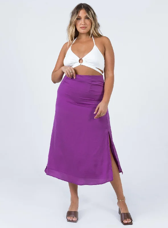 women's velvet skirtsDezi Satin Midi Skirt Purple