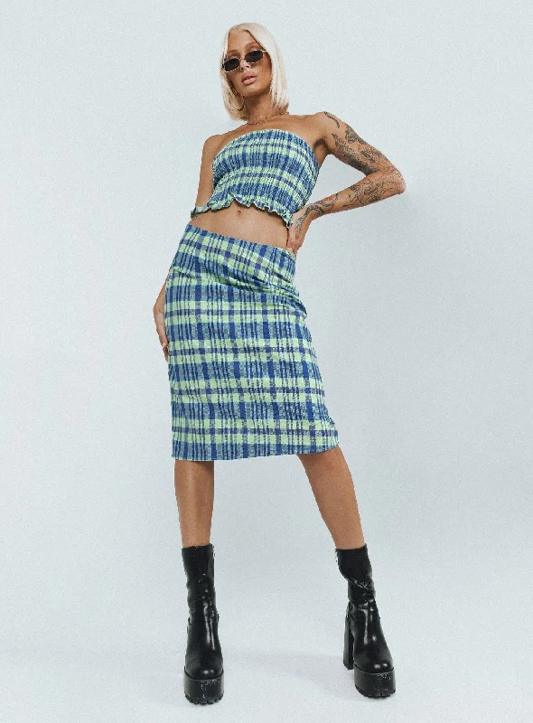 women's loungewear dressy skirtsMotel Harriet Skirt Colourpop Check Blue