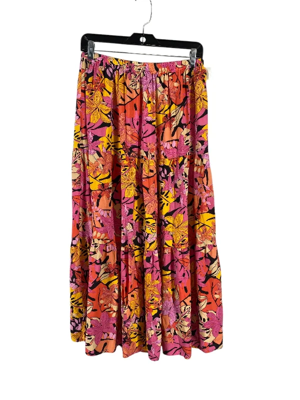 women's crochet maxi skirts for beach outingsSkirt Midi By Japna In Tropical Print, Size: L